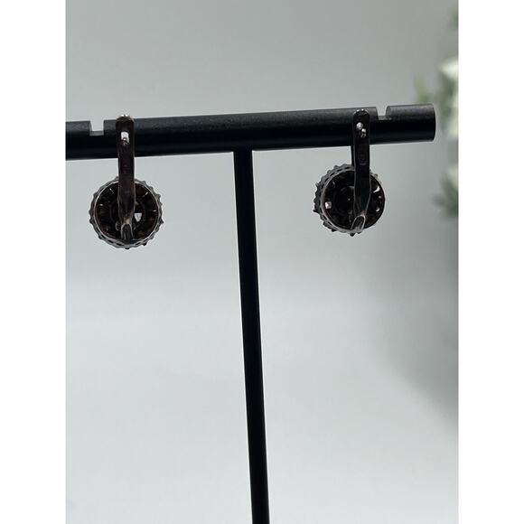 Vintage USSR Gilt 21k Gold Soviet Sterling Silver 875 Rock Crystal Earrings - Picture 11 of 16